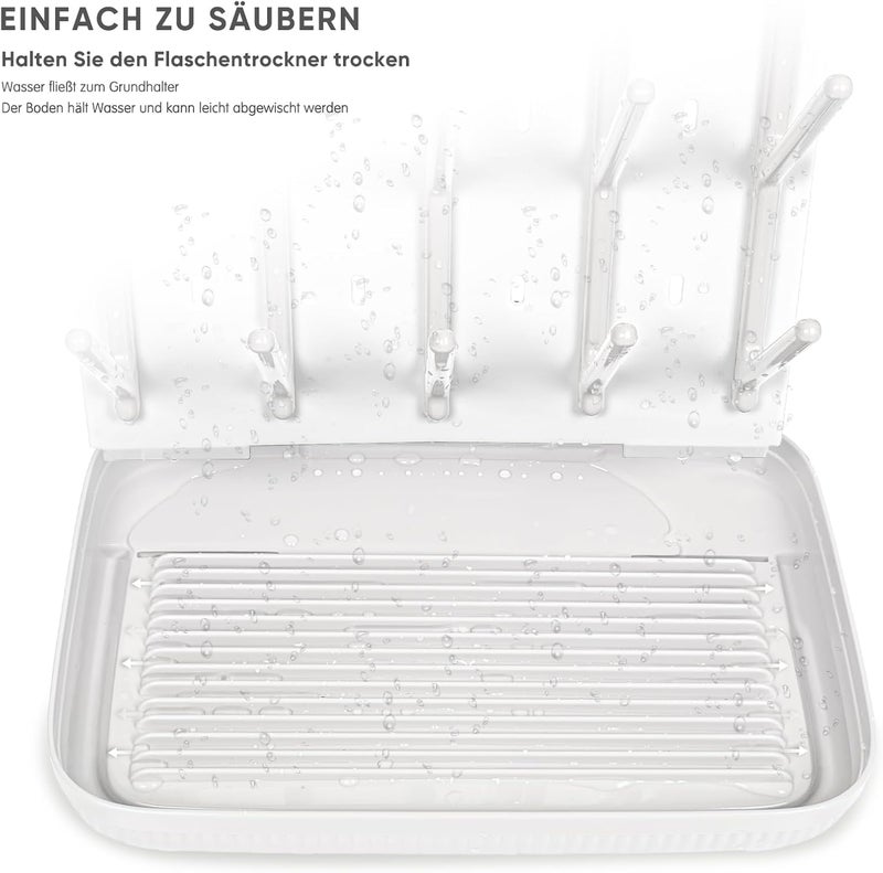 Termichy Baby Bottle Drying Rack: Large Vertical Bottle Dryer Rack Holder - Space Saving Standing Drying Rack for Baby Bottles and Pump Part Cleaning (White) - Image 3